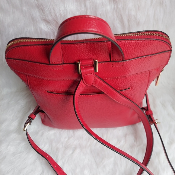 Michael kors Rhea Medium Pebbled Slim Backpack in red - Picture 5 of 8